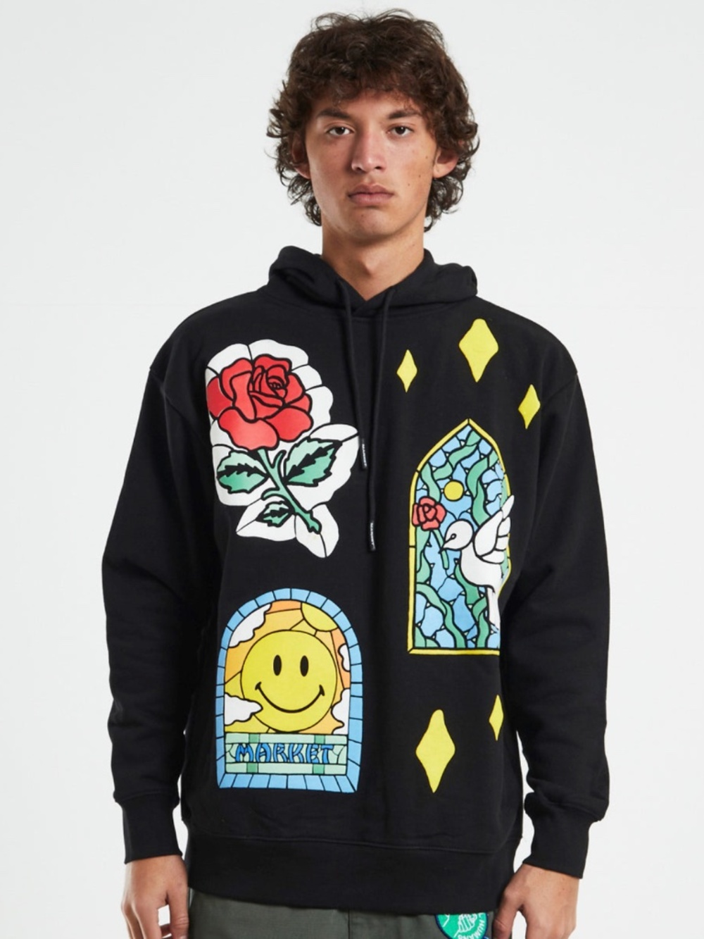 MARKET Smiley Cathedral Glass Hoodie Black XXL